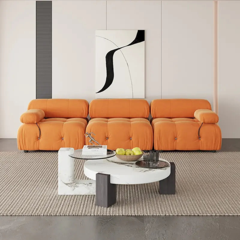 Canapé d'angle moderne en tissu velours