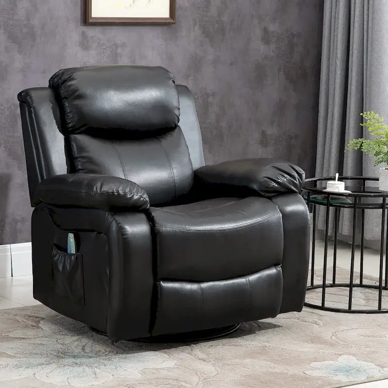 Fauteuil inclinable de massage en cuir PU, fauteuil à bascule pivotant avec télécommande