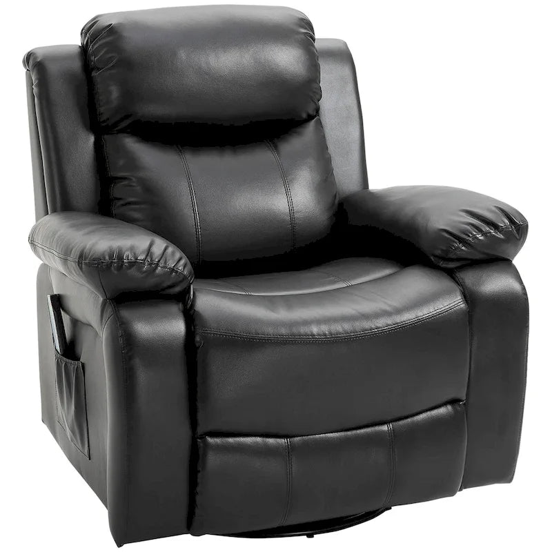 Fauteuil inclinable de massage en cuir PU, fauteuil à bascule pivotant avec télécommande