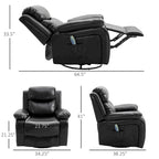 Fauteuil inclinable de massage en cuir PU, fauteuil à bascule pivotant avec télécommande