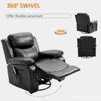Fauteuil inclinable de massage en cuir PU, fauteuil à bascule pivotant avec télécommande