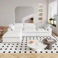 Canapé d'angle moderne en lin en forme de L 120", modulable, avec pouf de rangement