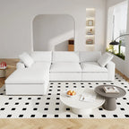 Canapé d'angle moderne en lin en forme de L 120", modulable, avec pouf de rangement