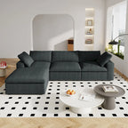 Canapé d'angle moderne en lin en forme de L 120", modulable, avec pouf de rangement