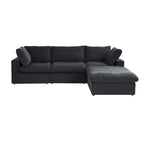 Canapé d'angle moderne en lin en forme de L 120", modulable, avec pouf de rangement