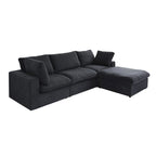 Canapé d'angle moderne en lin en forme de L 120", modulable, avec pouf de rangement