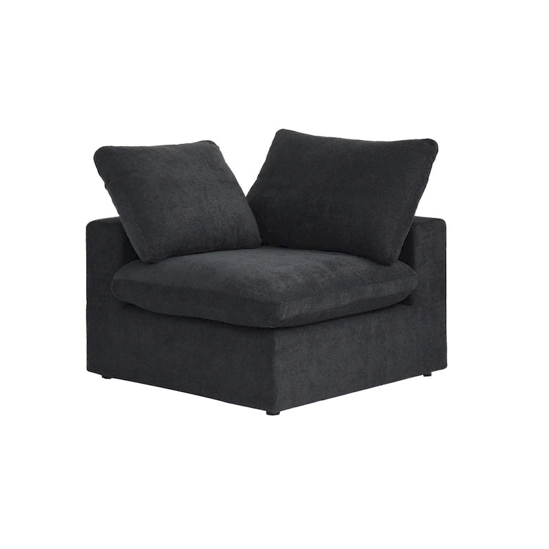 Canapé d'angle moderne en lin en forme de L 120", modulable, avec pouf de rangement