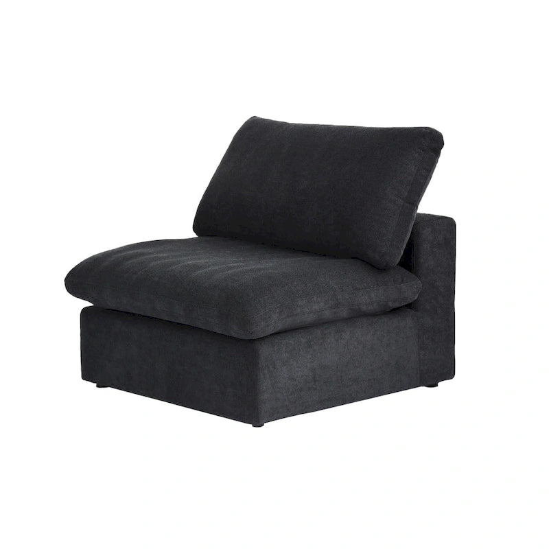 Canapé d'angle moderne en lin en forme de L 120", modulable, avec pouf de rangement