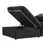 Canapé d'angle moderne en lin en forme de L 120", modulable, avec pouf de rangement