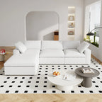 Canapé d'angle moderne en lin en forme de L 120", modulable, avec pouf de rangement