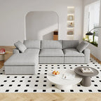 Canapé d'angle moderne en lin en forme de L 120", modulable, avec pouf de rangement