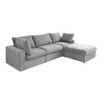 Canapé d'angle moderne en lin en forme de L 120", modulable, avec pouf de rangement