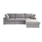 Canapé d'angle moderne en lin en forme de L 120", modulable, avec pouf de rangement