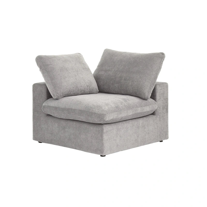 Canapé d'angle moderne en lin en forme de L 120", modulable, avec pouf de rangement