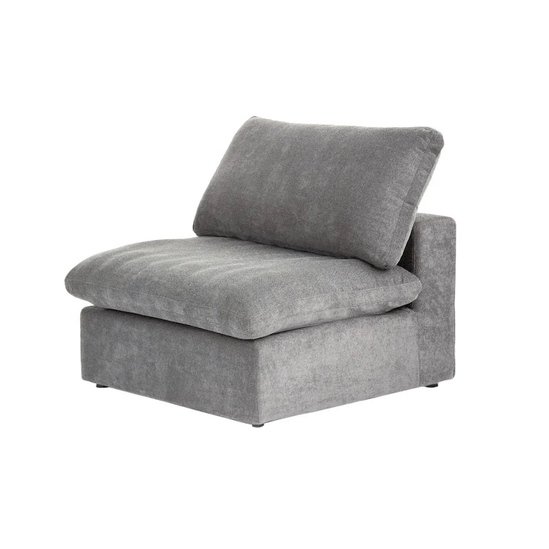 Canapé d'angle moderne en lin en forme de L 120", modulable, avec pouf de rangement