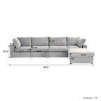 Canapé d'angle moderne en lin en forme de L 120", modulable, avec pouf de rangement