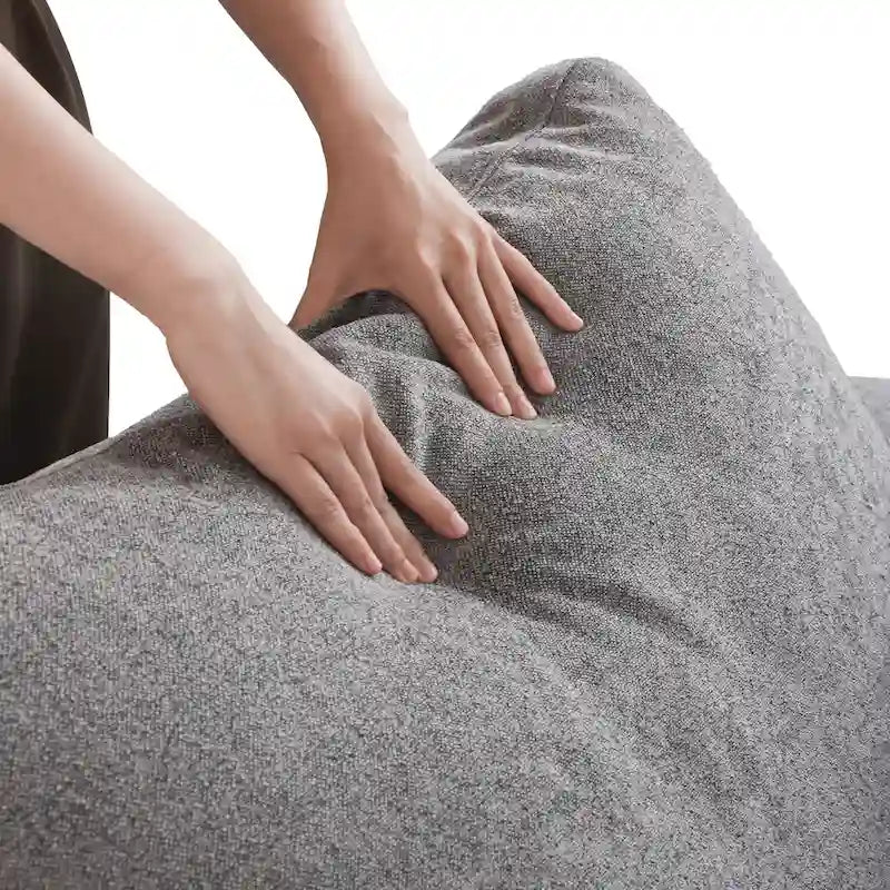 Canapé d'angle moderne en lin en forme de L 120", modulable, avec pouf de rangement