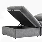 Canapé d'angle moderne en lin en forme de L 120", modulable, avec pouf de rangement