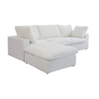 Canapé d'angle moderne en lin en forme de L 120", modulable, avec pouf de rangement