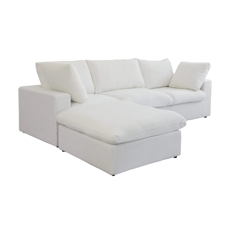 Canapé d'angle moderne en lin en forme de L 120", modulable, avec pouf de rangement
