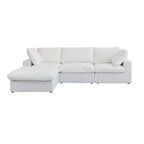 Canapé d'angle moderne en lin en forme de L 120", modulable, avec pouf de rangement