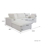 Canapé d'angle moderne en lin en forme de L 120", modulable, avec pouf de rangement