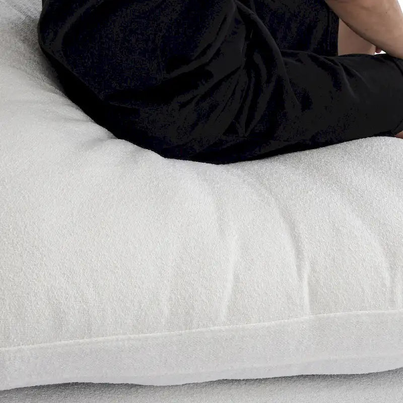 Canapé d'angle moderne en lin en forme de L 120", modulable, avec pouf de rangement