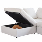 Canapé d'angle moderne en lin en forme de L 120", modulable, avec pouf de rangement