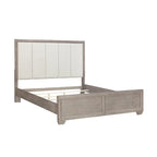 Chambre à coucher Ennesley Gray Wood avec lit capitonné