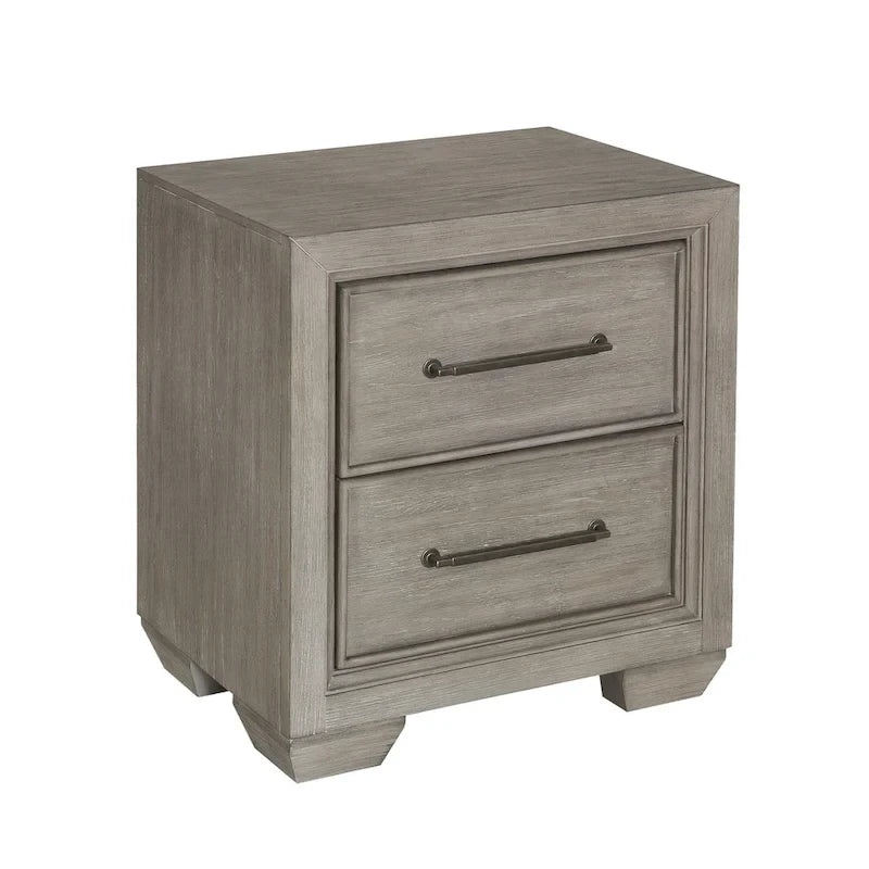 Chambre à coucher Ennesley Gray Wood avec lit capitonné