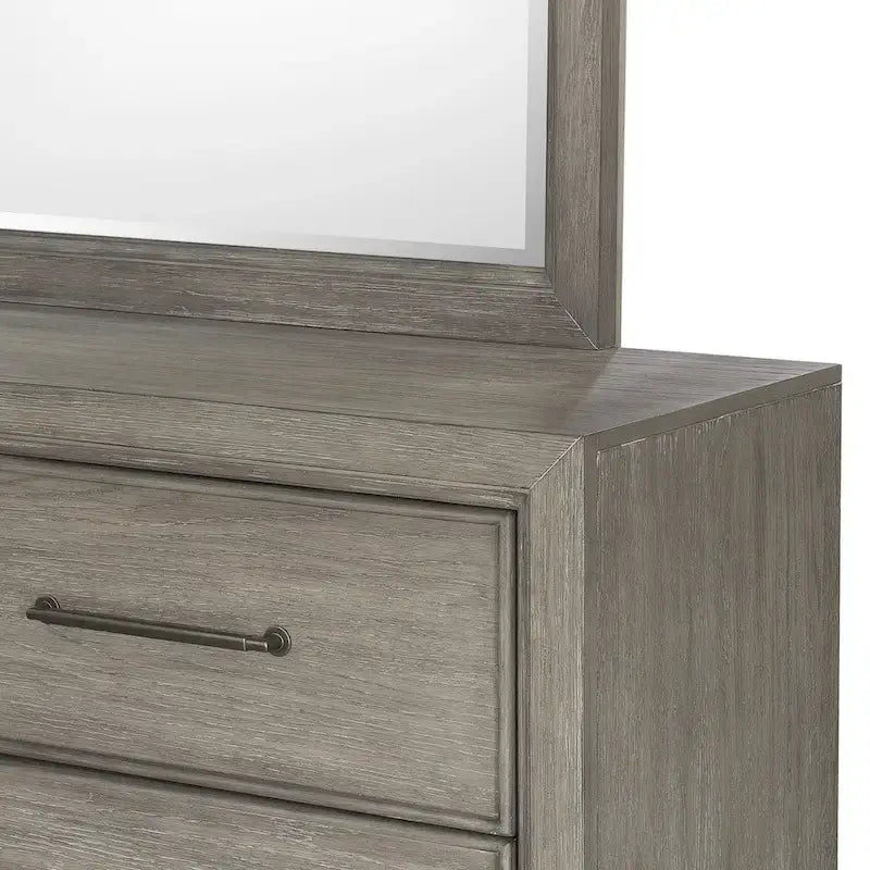Chambre à coucher Ennesley Gray Wood avec lit capitonné