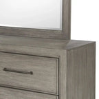 Chambre à coucher Ennesley Gray Wood avec lit capitonné