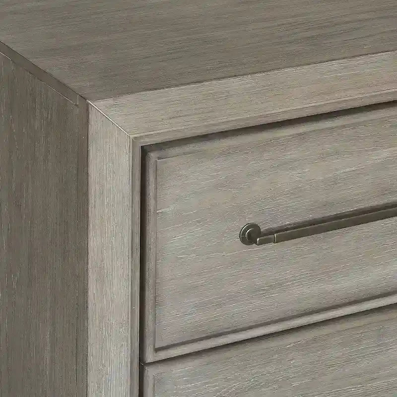 Chambre à coucher Ennesley Gray Wood avec lit capitonné