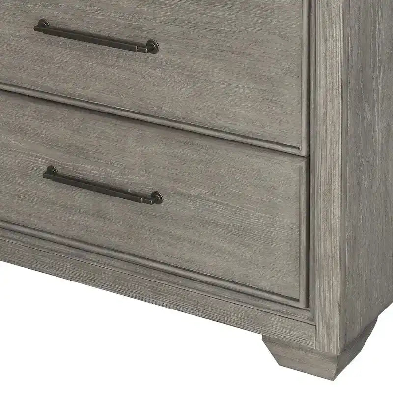 Chambre à coucher Ennesley Gray Wood avec lit capitonné