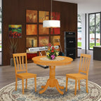 East West Furniture 3 Piece Kitchen Table Set- A Round Dining Room Table and 2 Kitchen Chairs, 36x36 Inch, Oak (Seat Options)