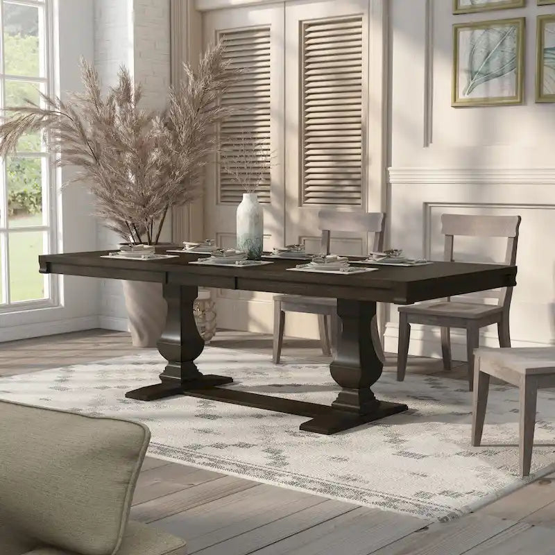 Table à manger extensible en bois Ruddy Road Espresso de 94 pouces