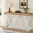 Console en bois de 55 pouces, table de canapé, table d'entrée avec pieds en métal uniques