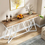 Console en bois de 55 pouces, table de canapé, table d'entrée avec pieds en métal uniques