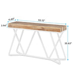 Console en bois de 55 pouces, table de canapé, table d'entrée avec pieds en métal uniques