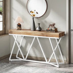 Console en bois de 55 pouces, table de canapé, table d'entrée avec pieds en métal uniques