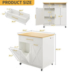 Moasis Îlot de Cuisine Roulant Mobile avec Meuble de Rangement pour Poubelle