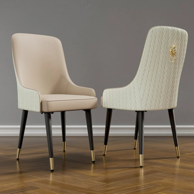 Chaise de salle à manger moderne en similicuir PU avec pieds en métal - 17x17x36
