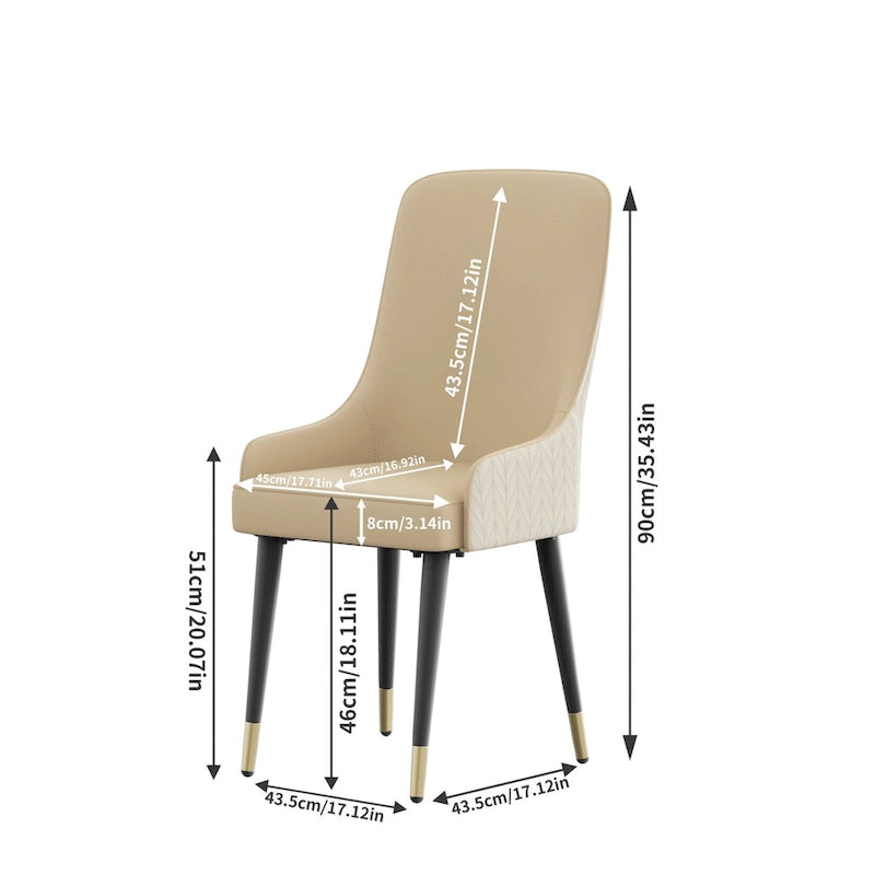 Chaise de salle à manger moderne en similicuir PU avec pieds en métal - 17x17x36