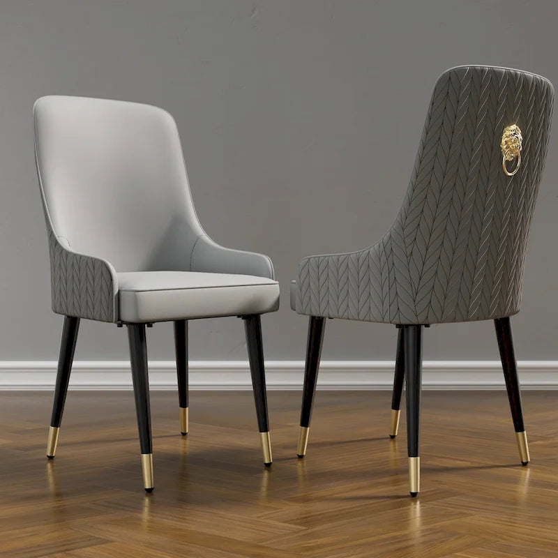 Chaise de salle à manger moderne en similicuir PU avec pieds en métal - 17x17x36