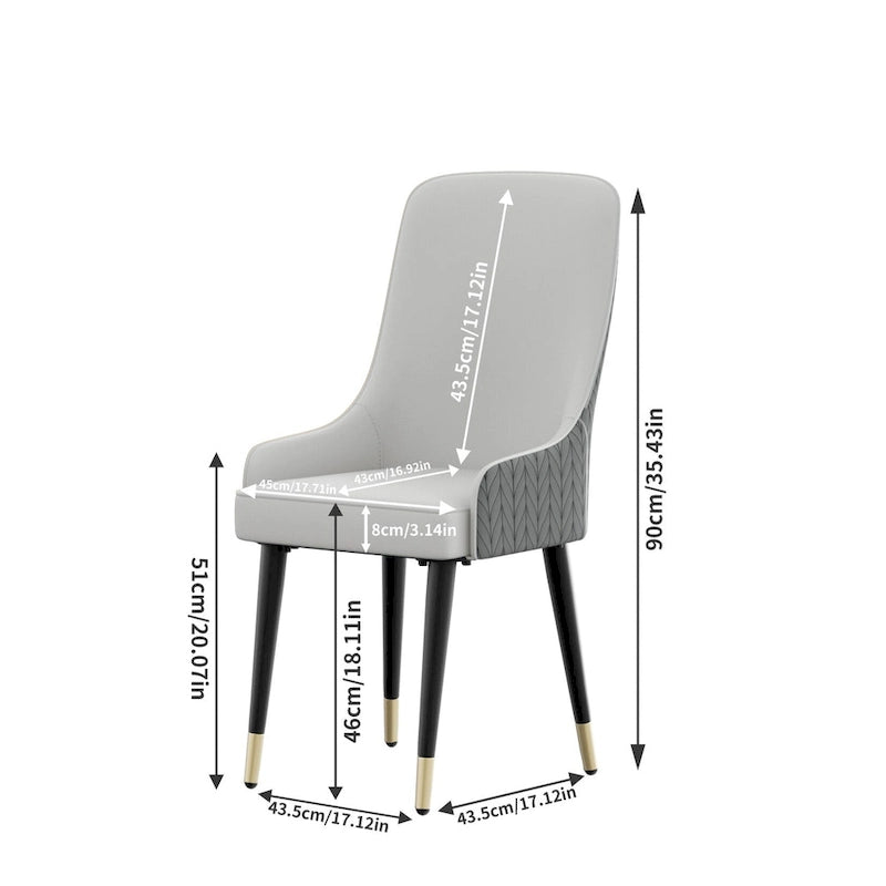 Chaise de salle à manger moderne en similicuir PU avec pieds en métal - 17x17x36