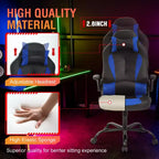 FDW Fauteuil de bureau de jeu Chaise de bureau avec support lombaire Accoudoirs relevables Appuie-tête