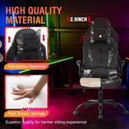 FDW Fauteuil de bureau de jeu Chaise de bureau avec support lombaire Accoudoirs relevables Appuie-tête