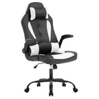 FDW Fauteuil de bureau de jeu Chaise de bureau avec support lombaire Accoudoirs relevables Appuie-tête