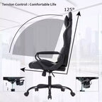 FDW Chaise de Bureau Chaise Gaming Chaise de Bureau Fauteuil de Direction avec Support Lombaire Tabouret Réglable Chaise d'Ordinateur Pivotante à Roulettes