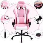 FDW Chaise de Bureau Chaise Gaming Chaise de Bureau Fauteuil de Direction avec Support Lombaire Tabouret Réglable Chaise d'Ordinateur Pivotante à Roulettes
